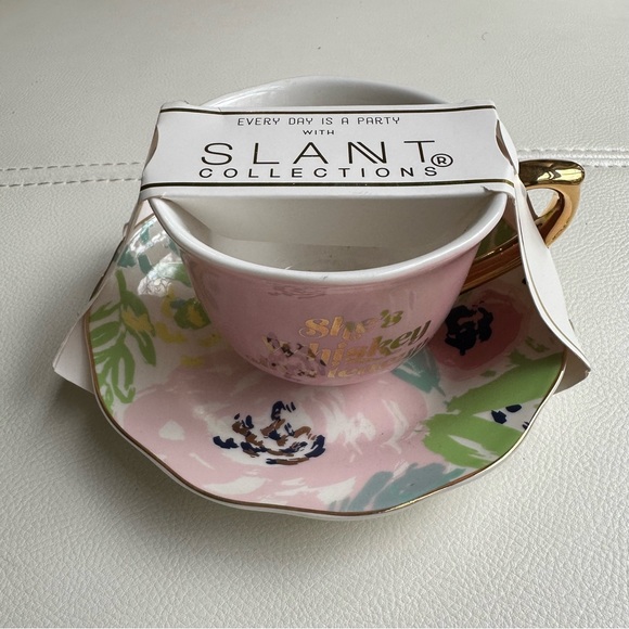 NWT Slant Collections Tea Cup & Saucer Set - Whiskey/Tea Cup - Picture 2 of 7
